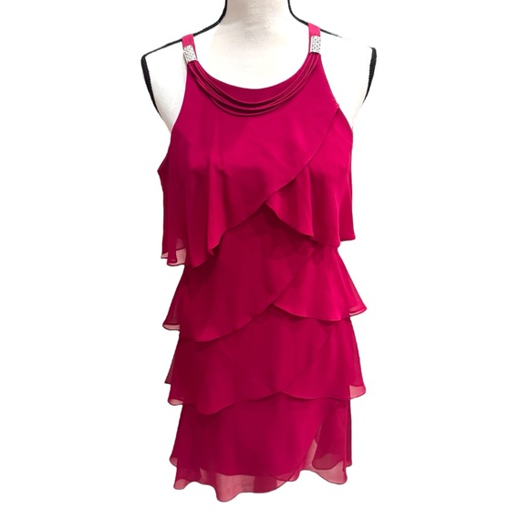 SL Fashions Dresses & Skirts - SL Fashions Tiered Fuschia Pink Dress 10P